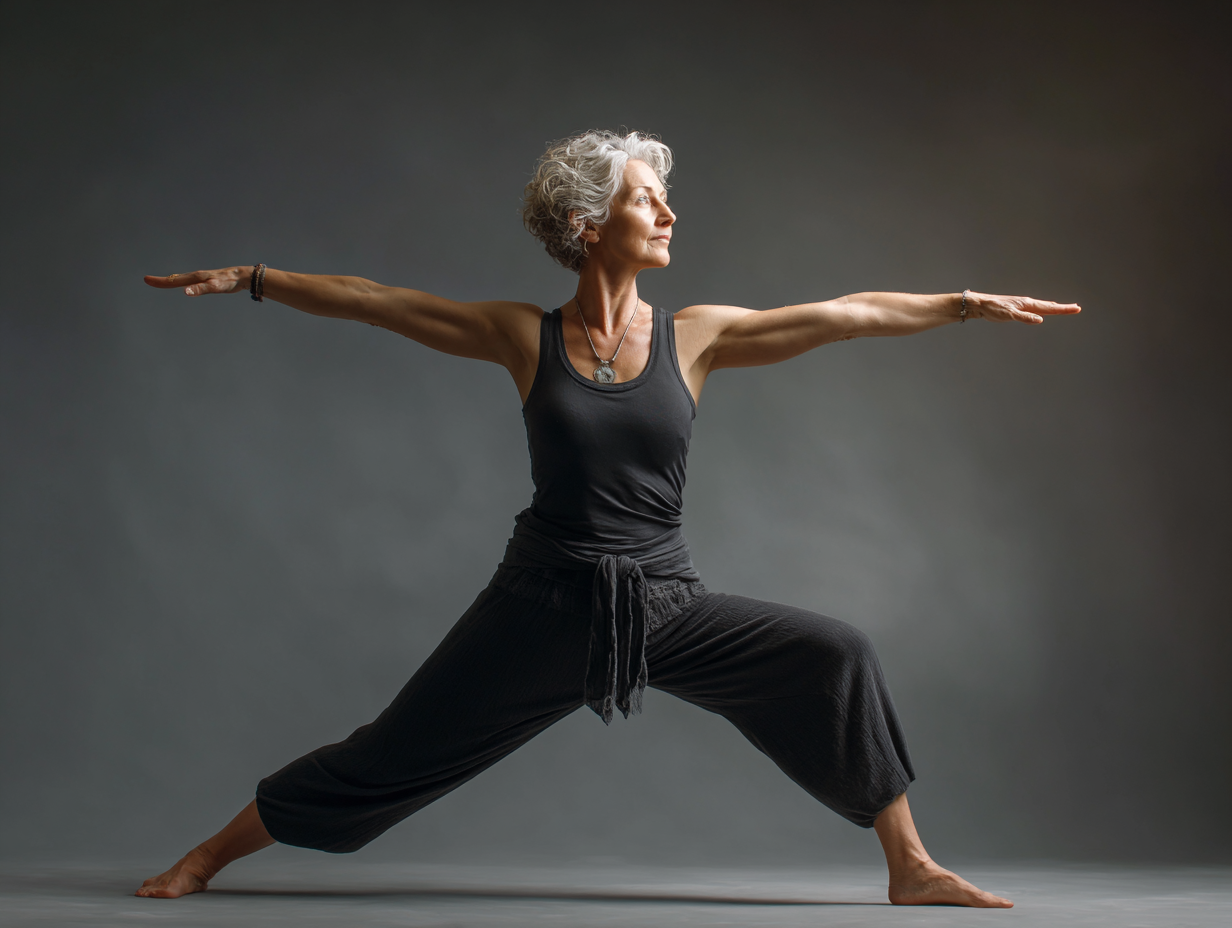 Досвідчений інструктор йоги проводить індивідуальне заняття з жінкою середнього віку